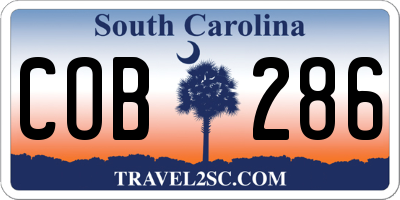 SC license plate COB286