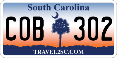 SC license plate COB302