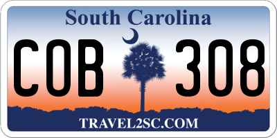 SC license plate COB308