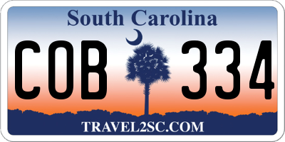 SC license plate COB334