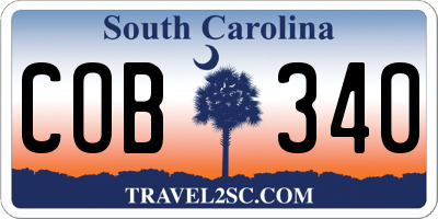 SC license plate COB340