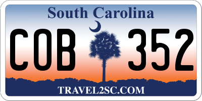 SC license plate COB352