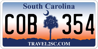 SC license plate COB354