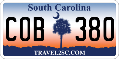 SC license plate COB380