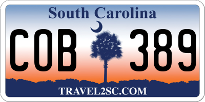 SC license plate COB389