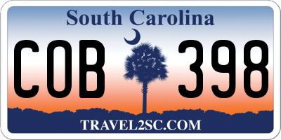 SC license plate COB398
