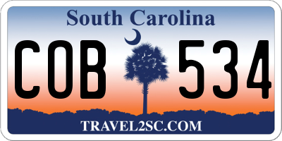 SC license plate COB534