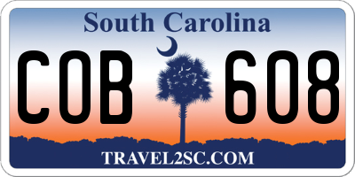SC license plate COB608