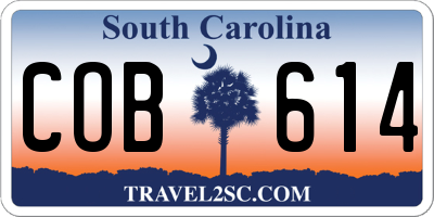 SC license plate COB614