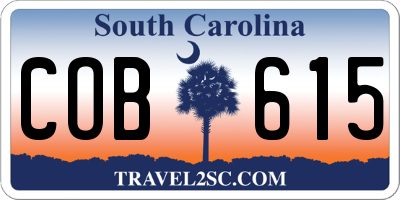 SC license plate COB615