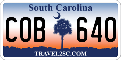 SC license plate COB640