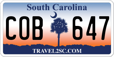 SC license plate COB647