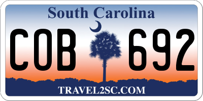 SC license plate COB692