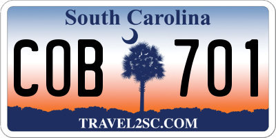 SC license plate COB701