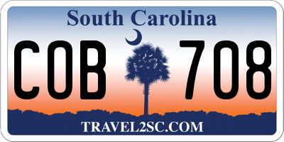 SC license plate COB708