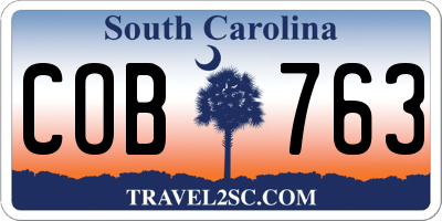 SC license plate COB763
