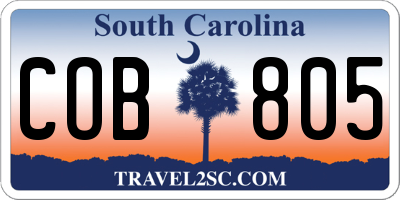 SC license plate COB805