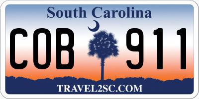 SC license plate COB911
