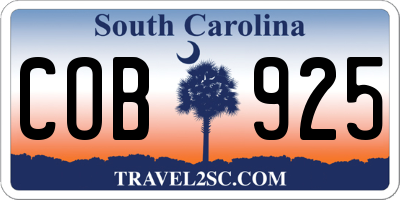 SC license plate COB925