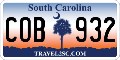 SC license plate COB932