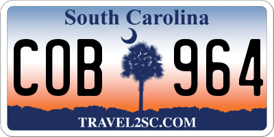 SC license plate COB964