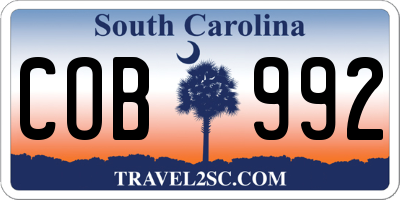 SC license plate COB992