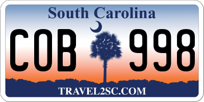 SC license plate COB998