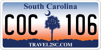 SC license plate COC106