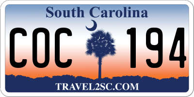 SC license plate COC194