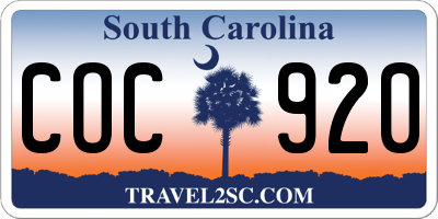 SC license plate COC920
