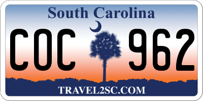 SC license plate COC962