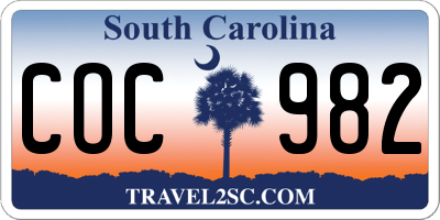 SC license plate COC982
