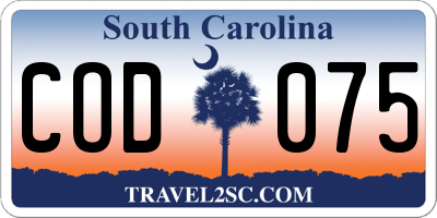 SC license plate COD075