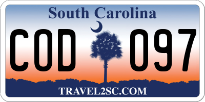 SC license plate COD097