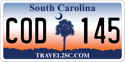 SC license plate COD145