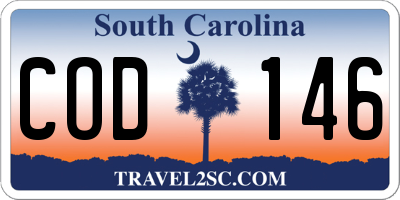 SC license plate COD146
