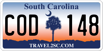SC license plate COD148