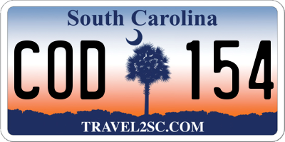 SC license plate COD154