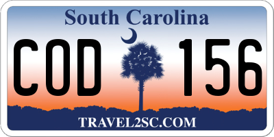 SC license plate COD156