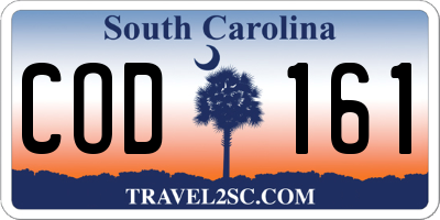 SC license plate COD161