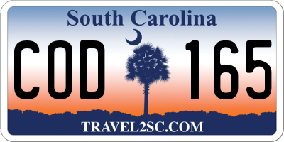 SC license plate COD165