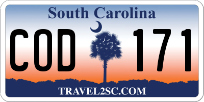SC license plate COD171