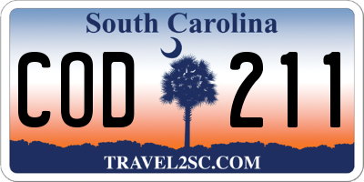 SC license plate COD211