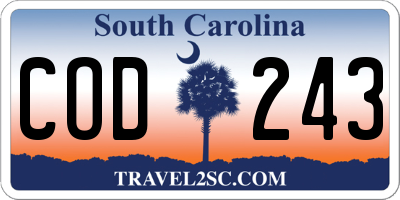 SC license plate COD243