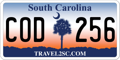 SC license plate COD256