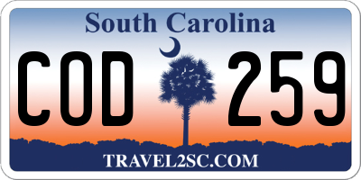 SC license plate COD259