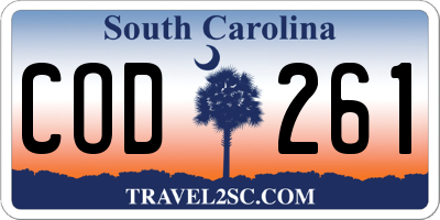 SC license plate COD261