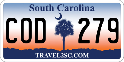 SC license plate COD279