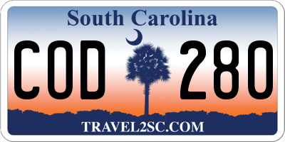 SC license plate COD280