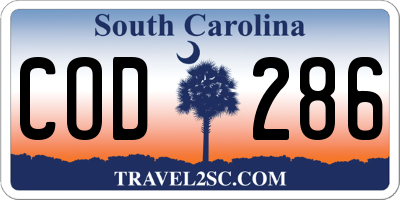 SC license plate COD286